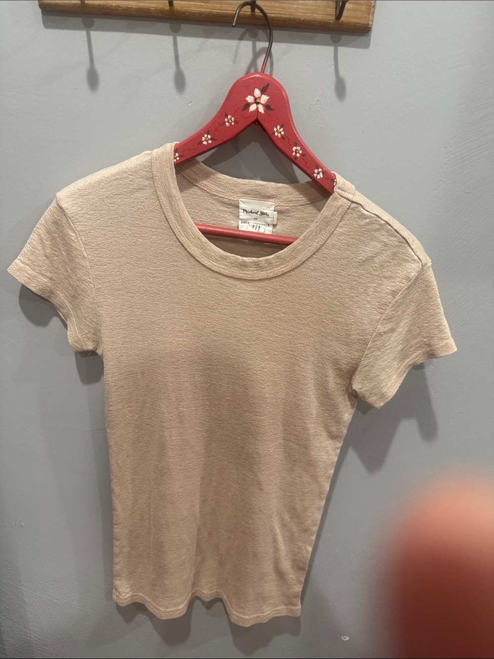 Anthropologie; Michael Stars for Anthropologie. Pink/Beige Short-Sleeve Crewneck